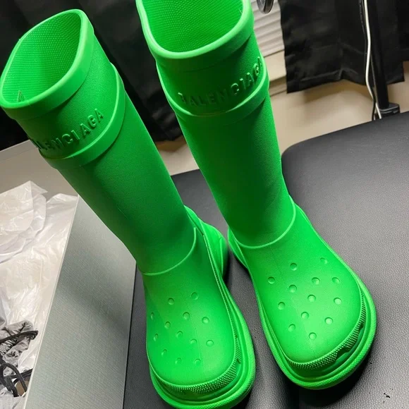 Balenciaga Croc Boots Outfit Balenciaga Boots Green Balenciaga X Crocs Rain  Boots Rubber Green 2842891